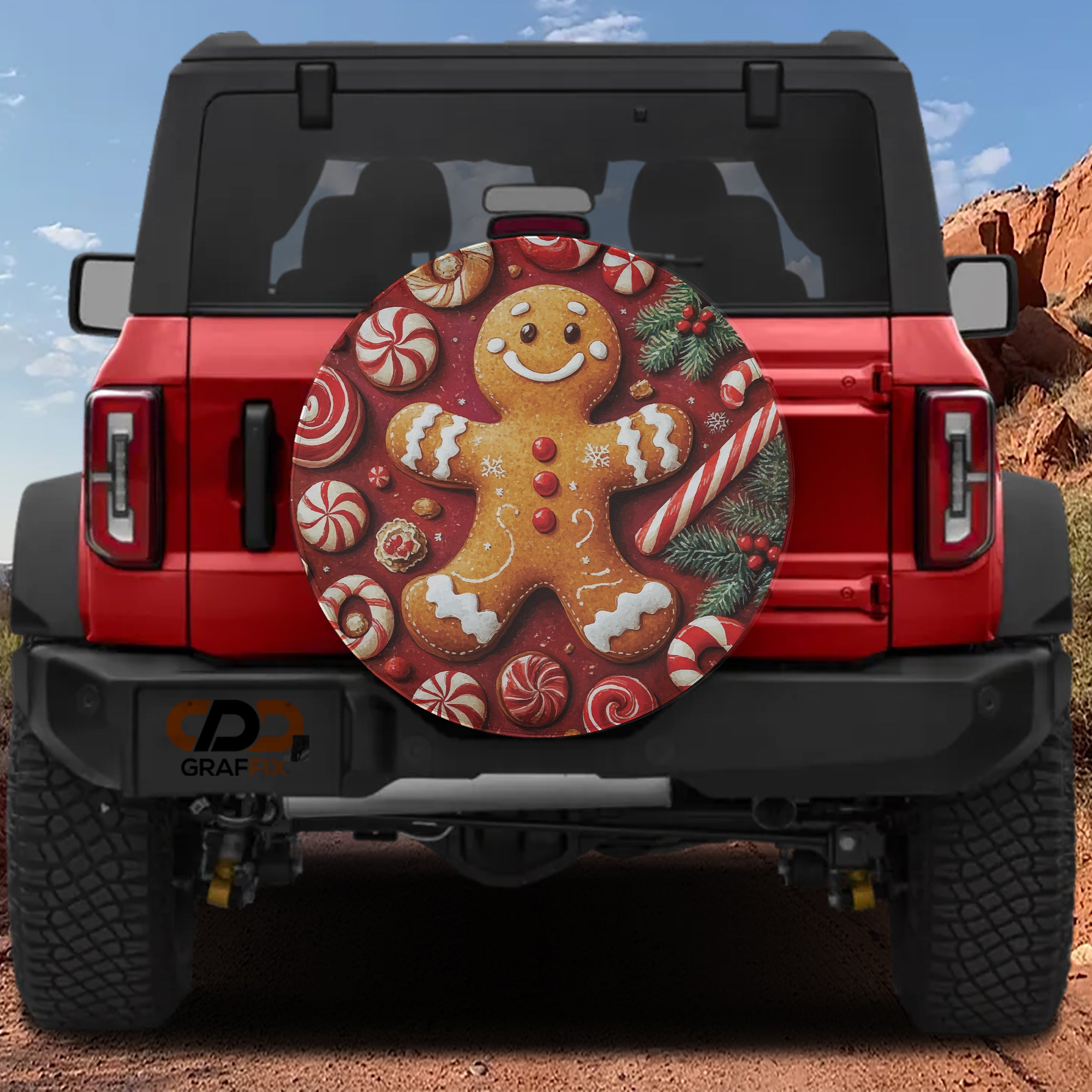 Christmas Gingerbread Man Tire Cover | Jeep Decal Store