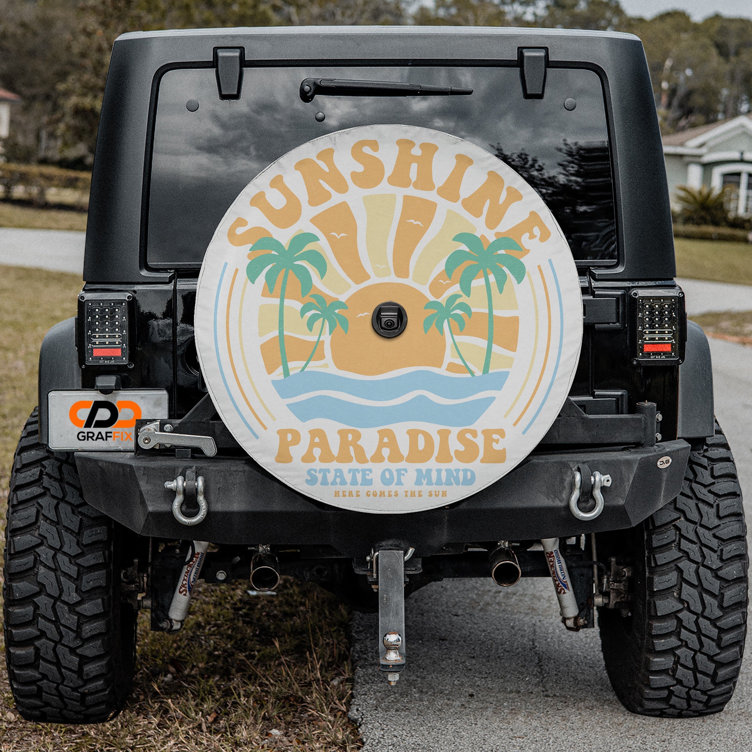 【キラーカバー ガレージ パンク LP】 King Usznewicz サーフ Sunshine Paradise Spare Tire Cover | CDD Graffix | Jeep Decal Store