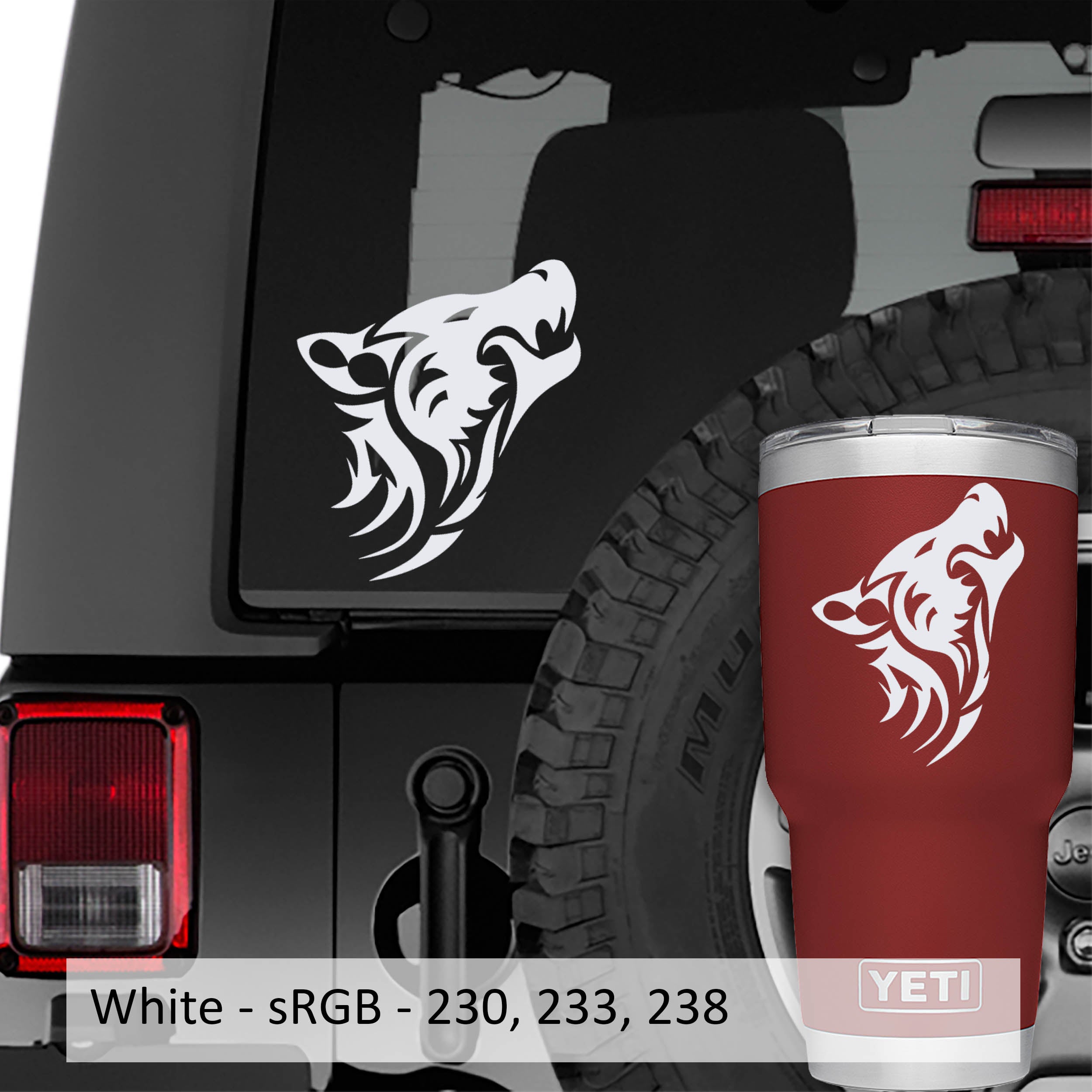 STREET Life 　ストリート・ライフ　　ペインティング　オイルインク　紙 Tribal Howling Wolf Vinyl Decal Sticker | Jeep Decal Store