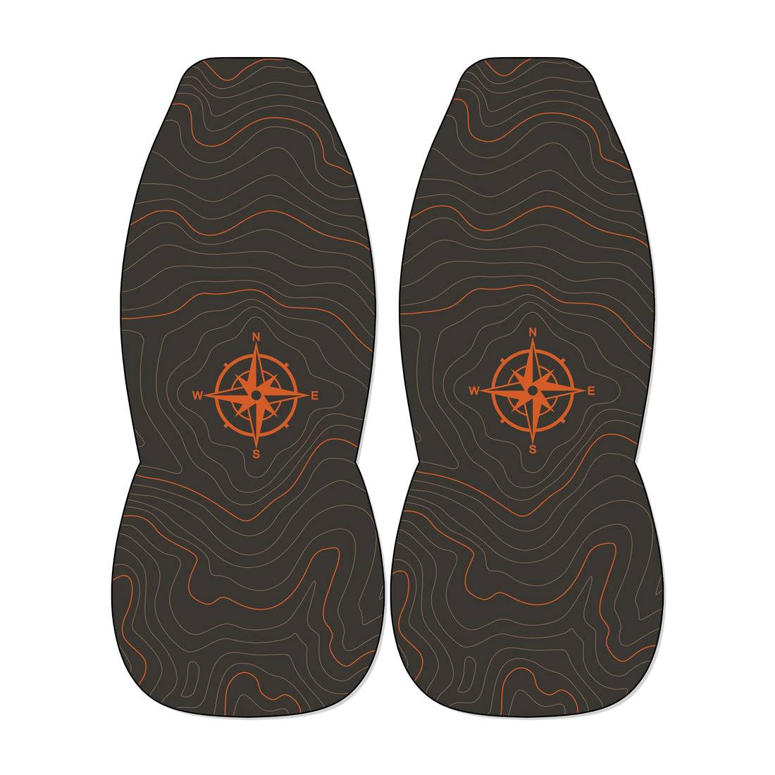 Topographic map printed universal fit seat covers on Jeep front bucket seats