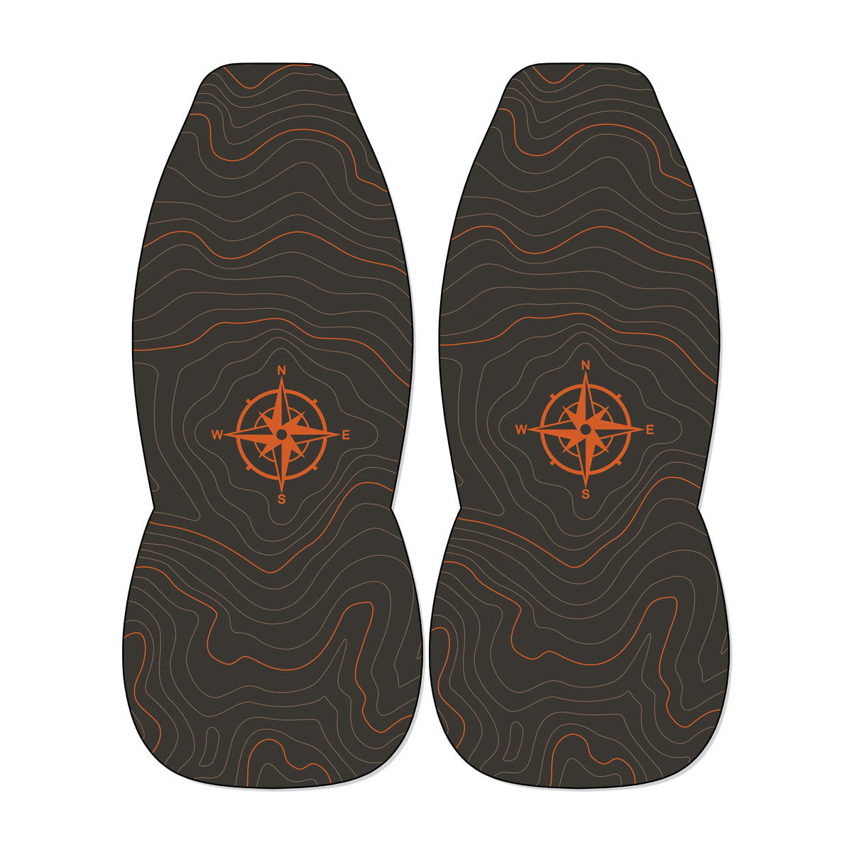 Topographic map printed universal fit seat covers on Jeep front bucket seats