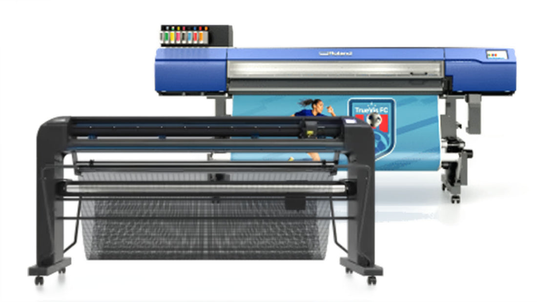 Roland TrueVIS wide-format printer and Summa S2 vinyl cutter used to produce custom Jeep decals at JDS