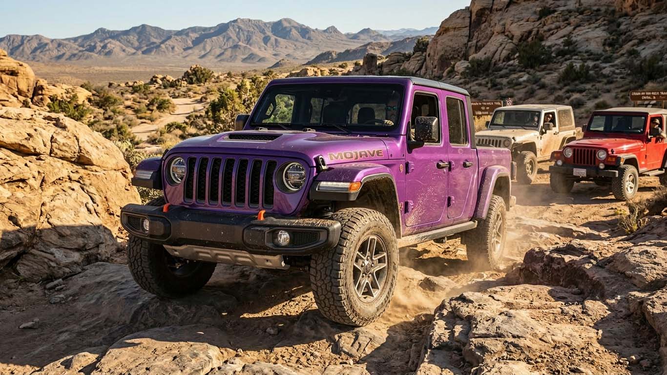 2026 Jeep Gladiator in Purple Reign on a desert trail