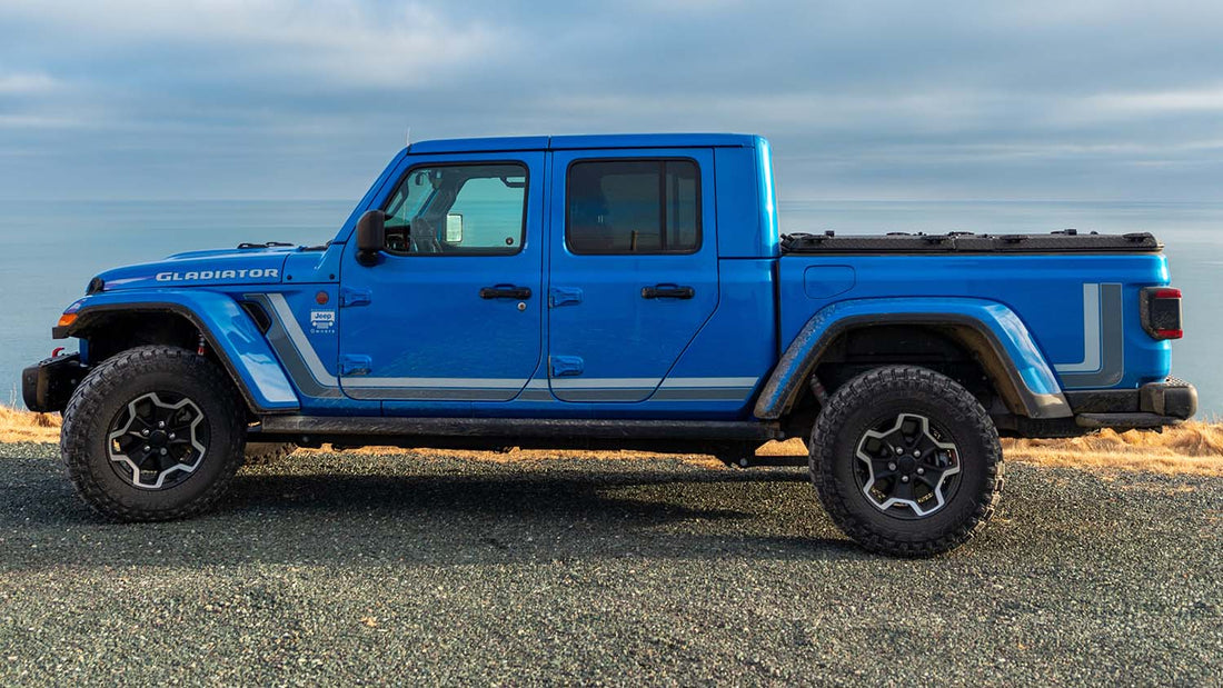Retro Scrambler stripe kit on a Jeep Gladiator JT