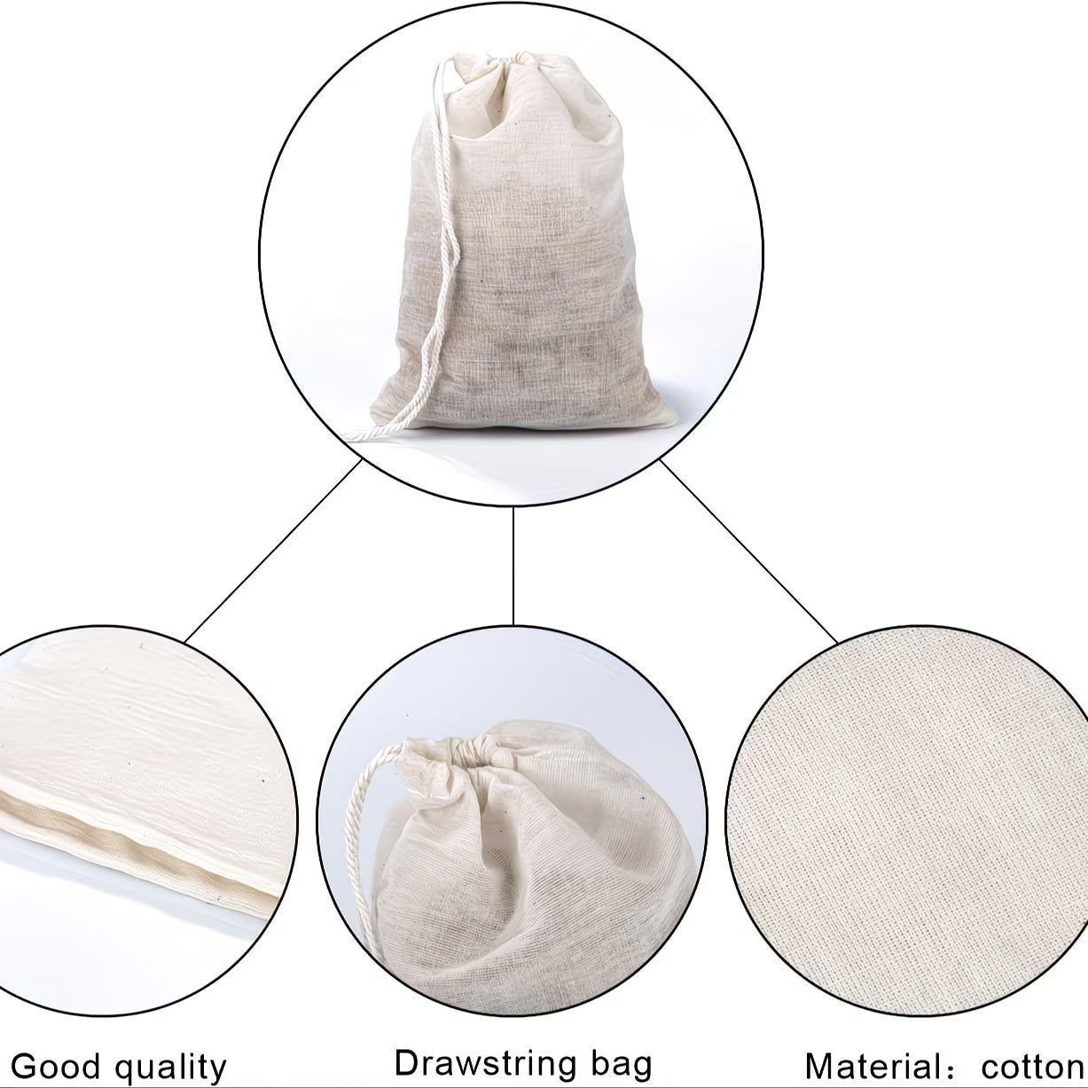 Muslin Cotton Drawstring Bags – 4 x 6 in
