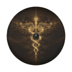 Golden Entwining Caduceus Spare Tire Cover