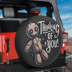Thinking of You voodoo doll spare tire cover with pins printed graphic design