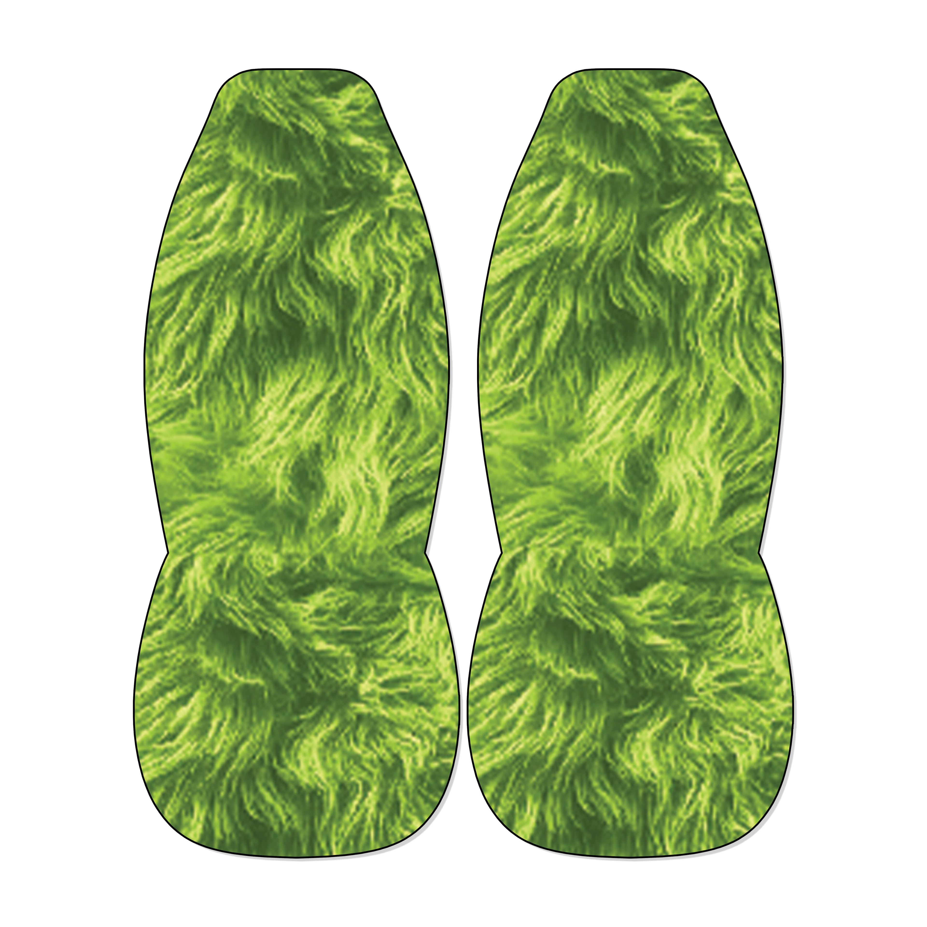 a pair of green, furry objects that appear to be made of a soft, fuzzy material.