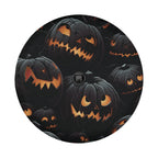 Halloween Shadow Pumpkin Patch spare tire cover view of glowing carved jack-o-lantern faces