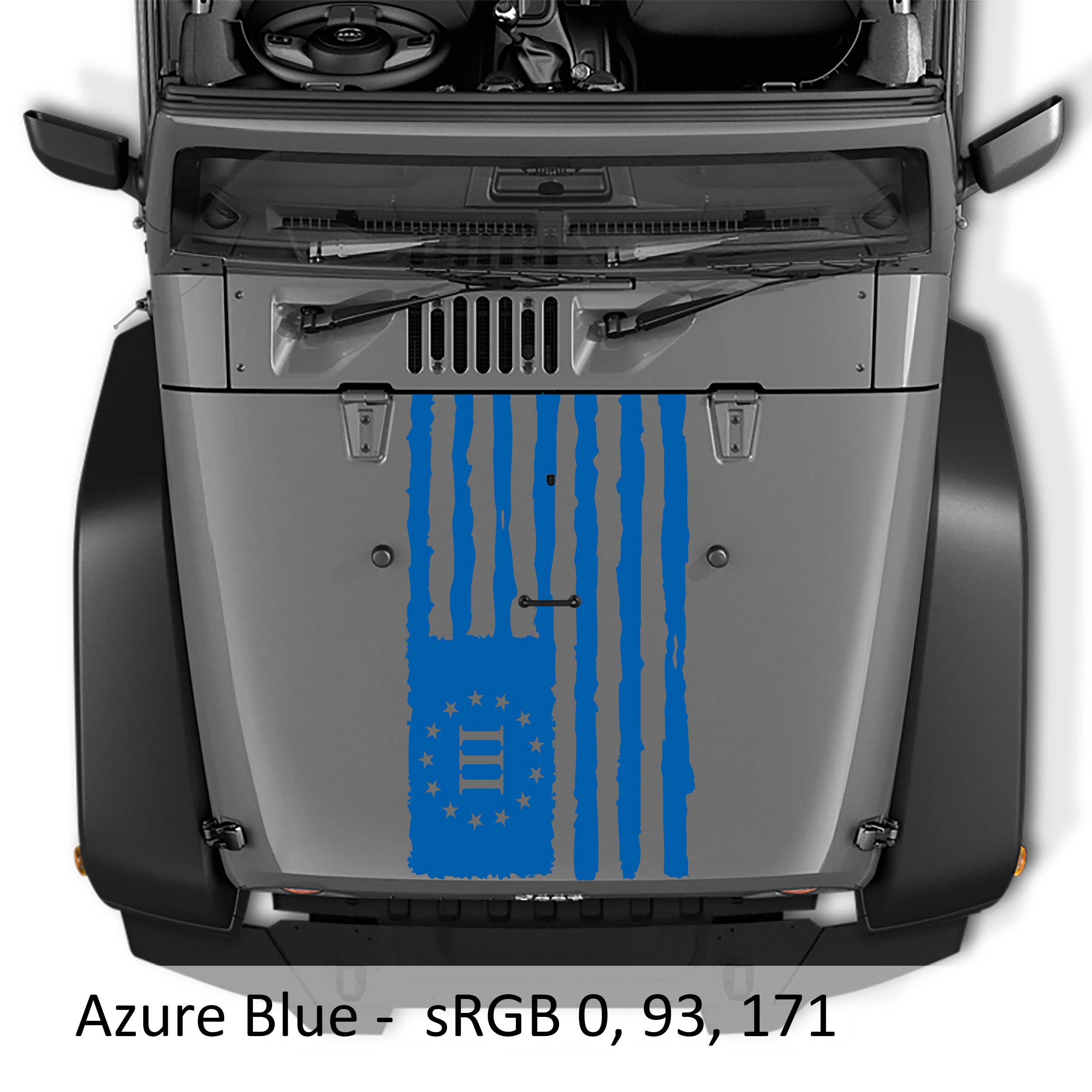 Distressed Three Percent American Flag Blackout Hood Vinyl Decal