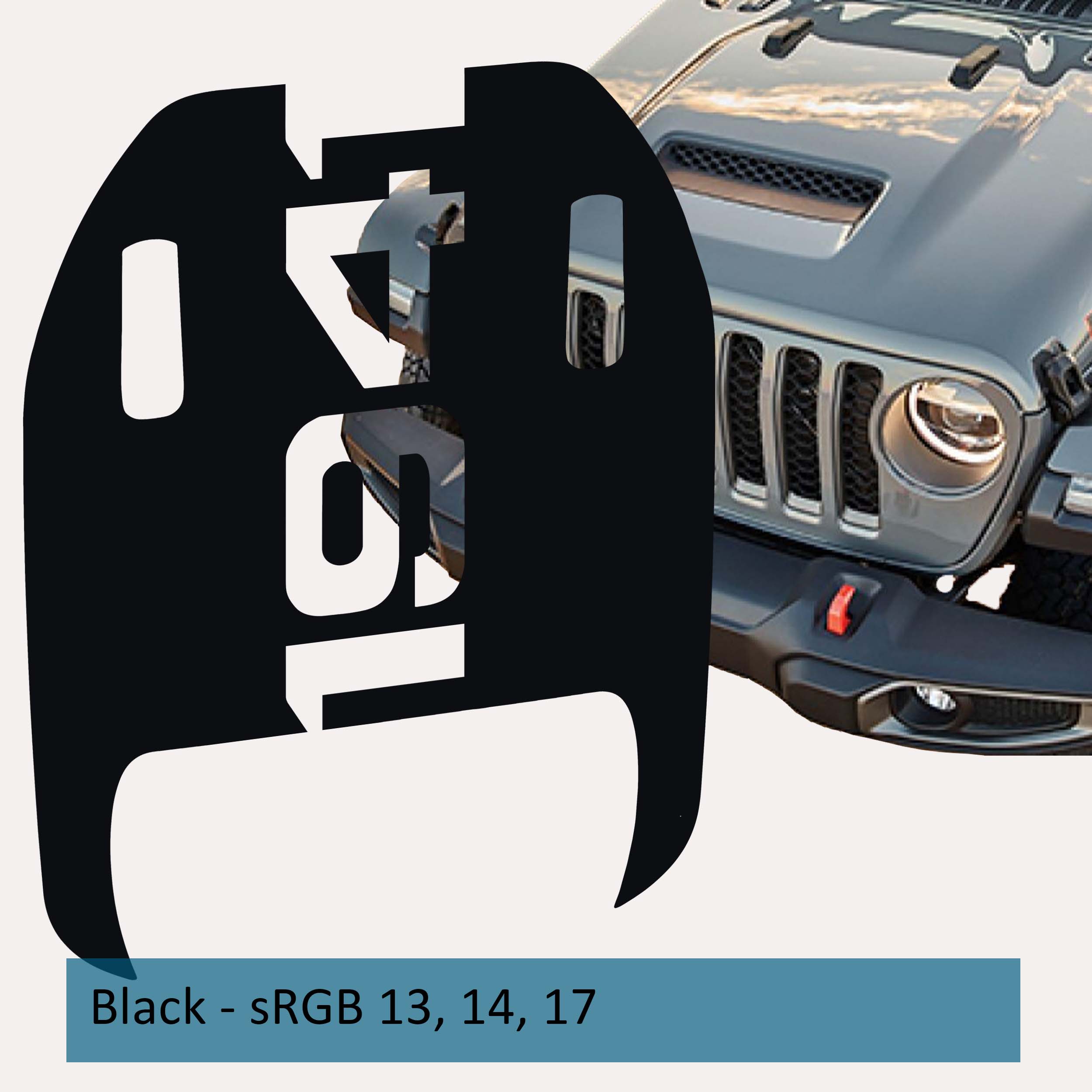 Black 1941 clawed foot hood decal with Jeep heritage script for Wrangler JL Gladiator Mojave 392