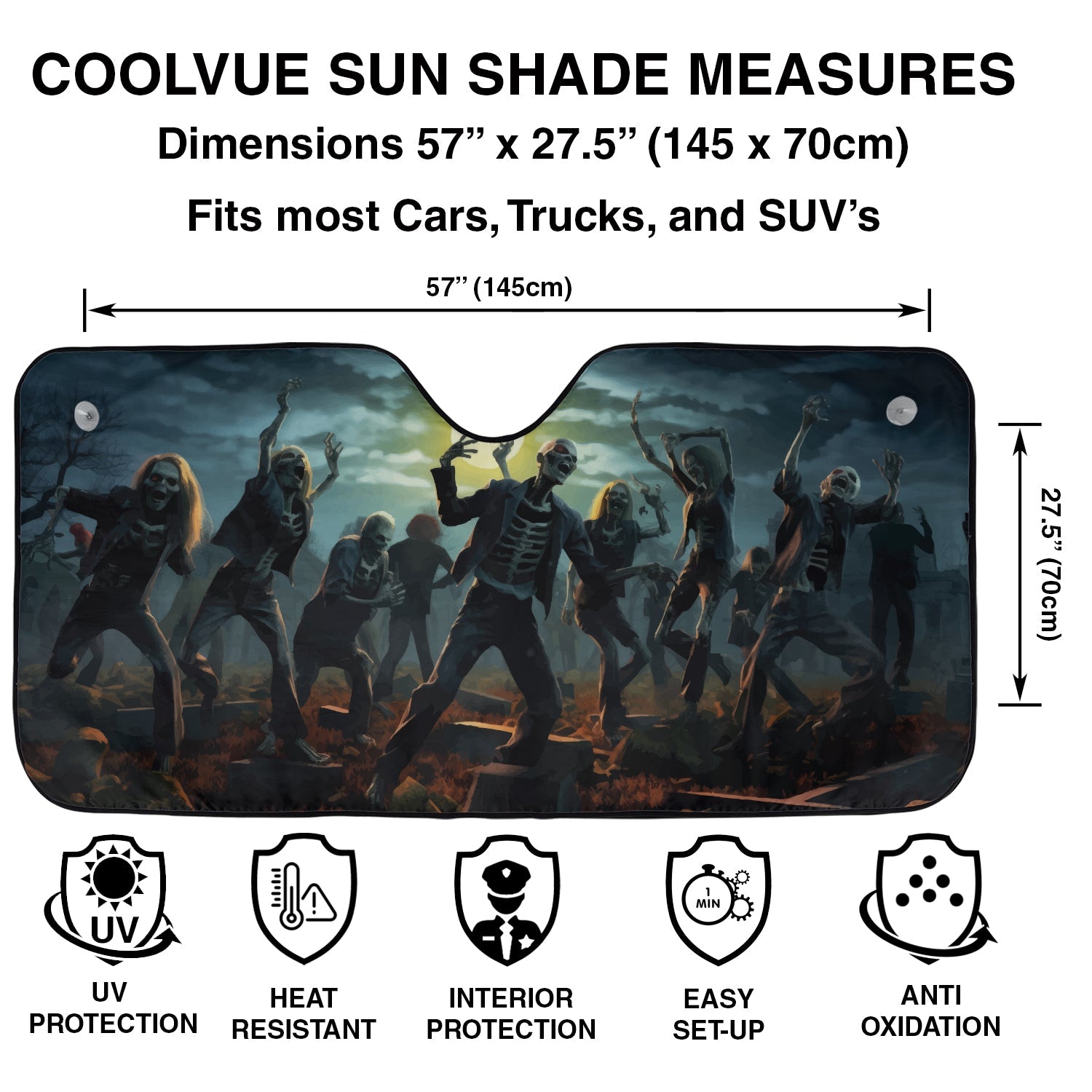 Zombie Dance Windshield Sunshade | Universal | Jeep Decal Store