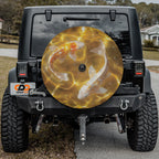 Golden Koi Tranquility design printed spare tire cover with optional backup camera hole by Graffix