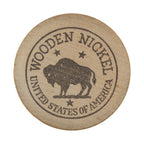 American buffalo wooden nickel spare tire cover front view with bison United States seal design