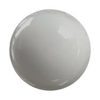 A white, round, and shiny object, possibly a plate or bowl, is shown against a white background.