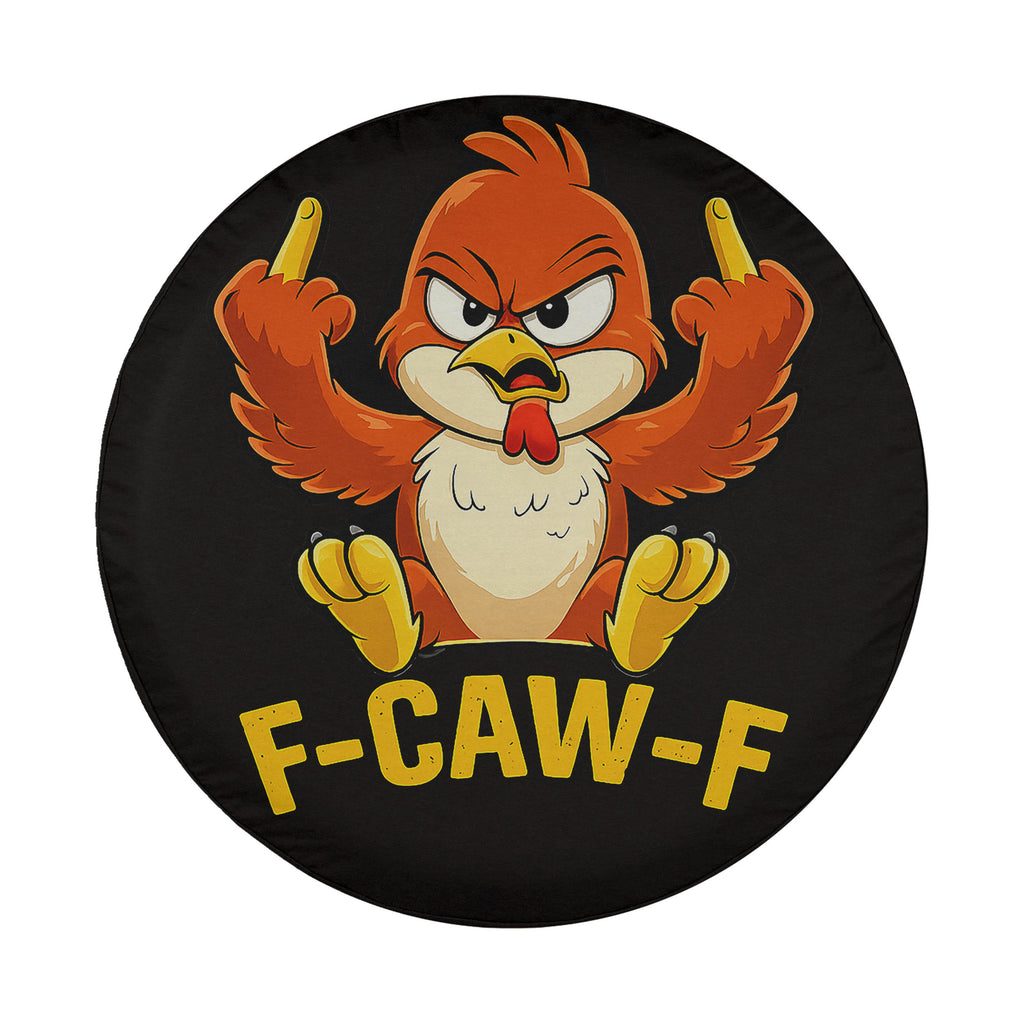 A cartoon image of a bird with a mean expression, holding up two fingers as if to say "F-CAW-F".