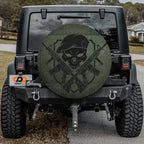 Covert Ops Badge spare tire cover with military insignia mounted on Jeep Wrangler tailgate