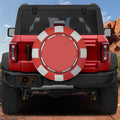 Poker chip stack spare tire cover with colorful casino chips printed design