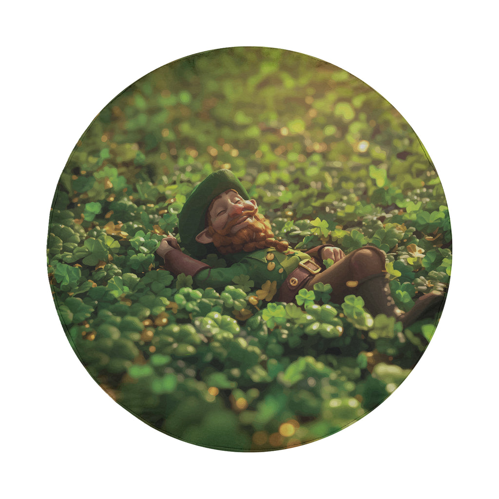 Saint Patricks Day leprechaun clover field spare tire cover with green shamrocks and rainbow