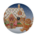 Gingerbread house holiday spare tire cover round design with center camera cutout for backup view