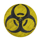 Rusty Biohazard Warning Sign Spare Tire Cover