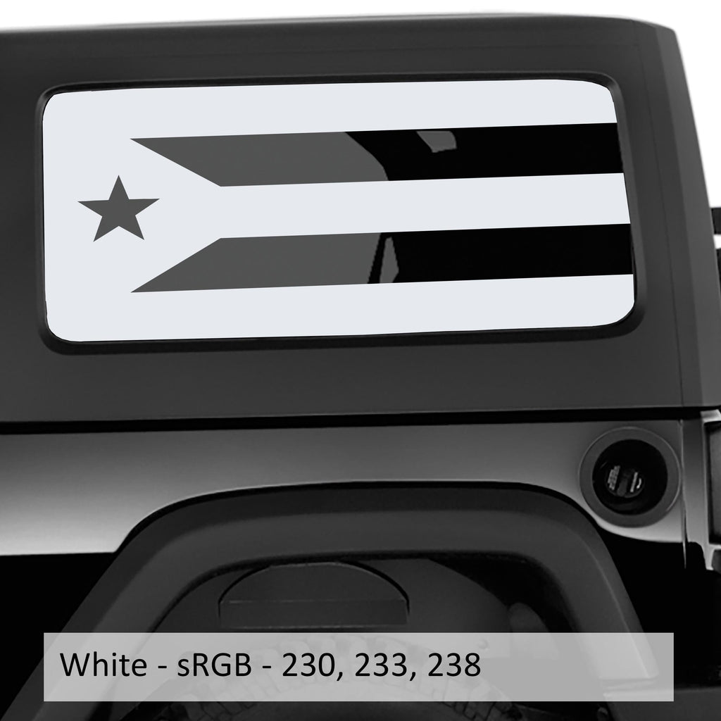 White Puerto Rico flag JK hardtop side window vinyl decal set for 2007-2017 Wrangler