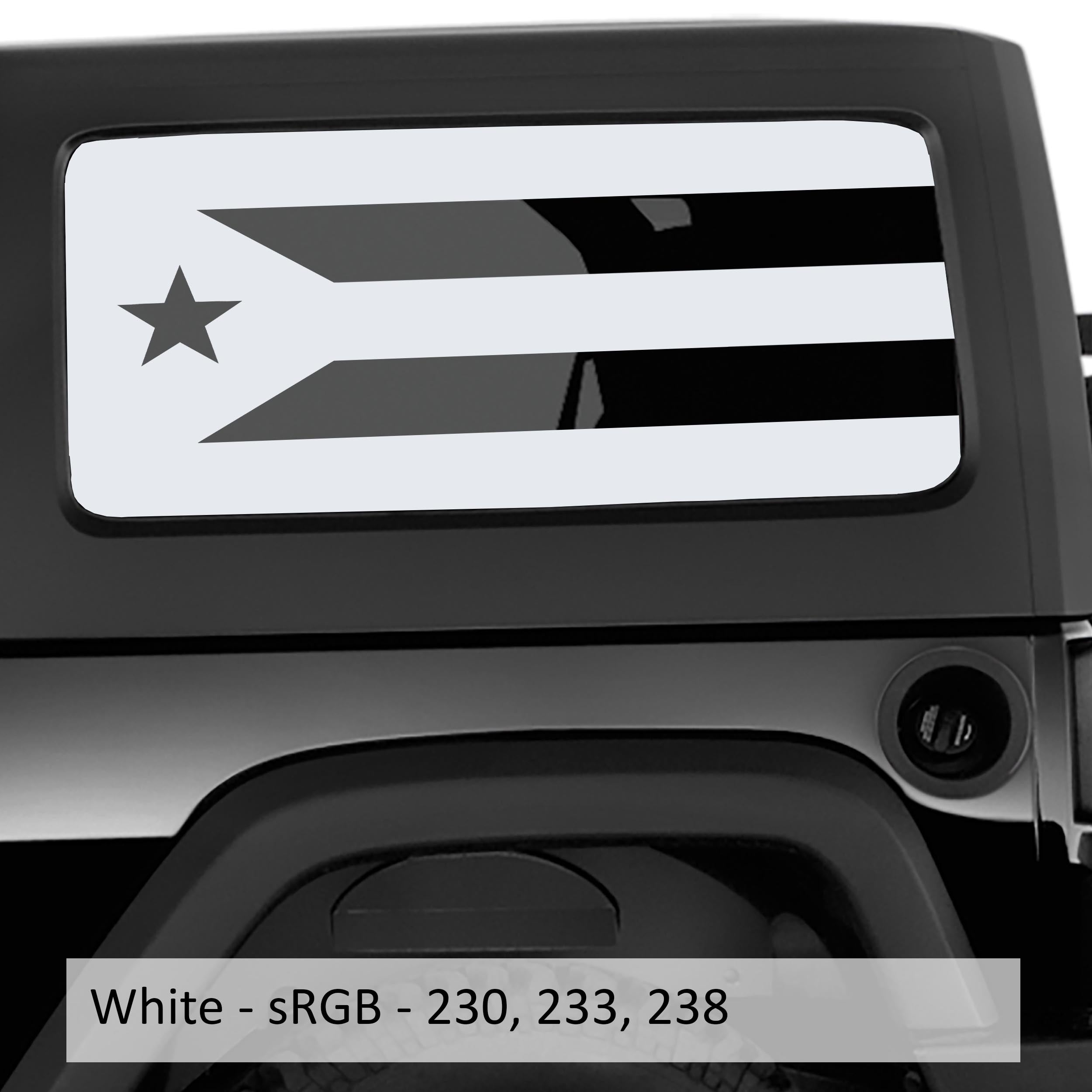 White Puerto Rico flag JK hardtop side window vinyl decal set for 2007-2017 Wrangler