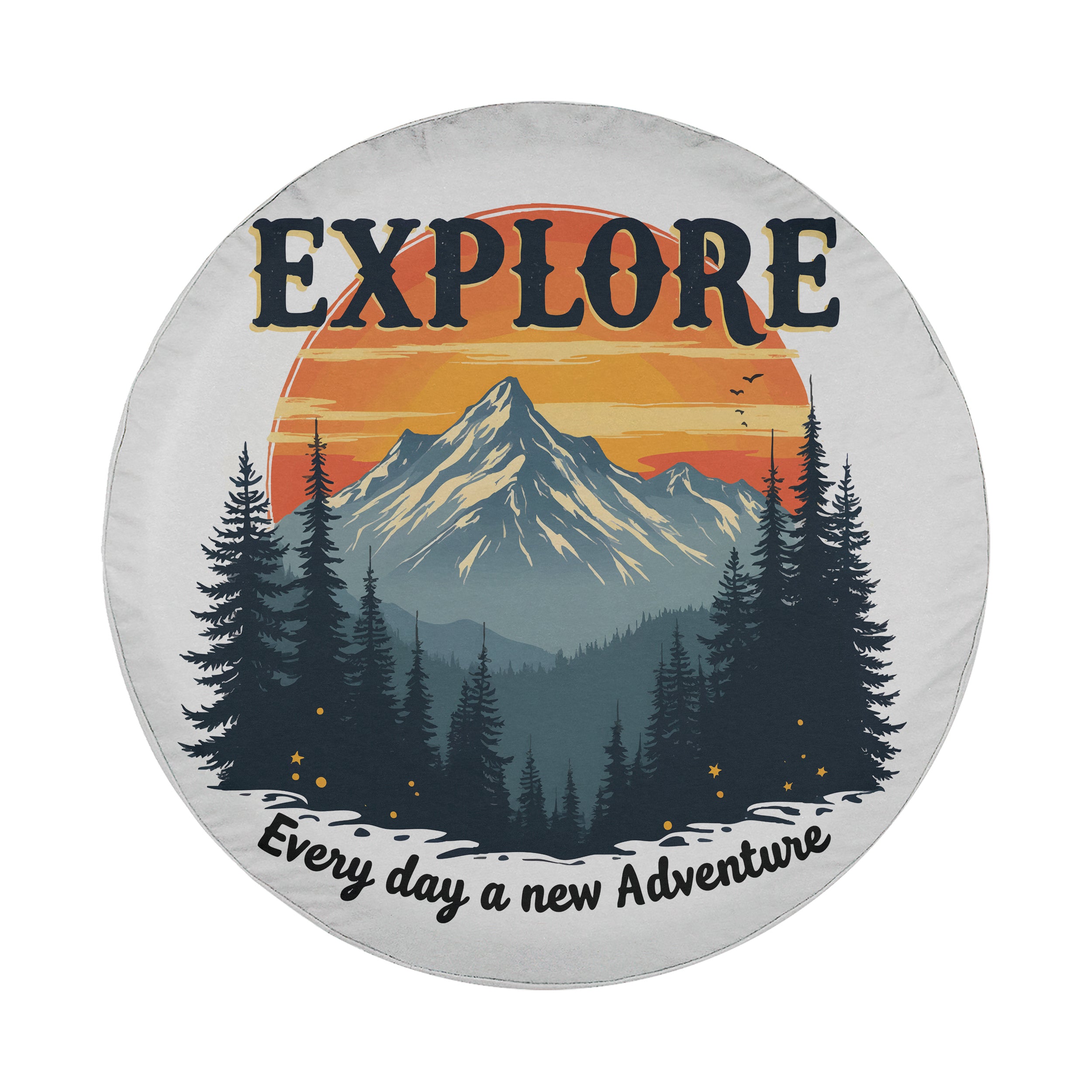 Explore Everyday spare tire cover on black Jeep Wrangler showing every day new adventure quote