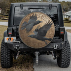 Hugin & Munin Norse Raven design printed spare tire cover with optional backup camera hole by Graffix