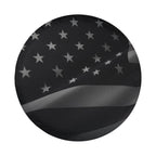 Wavey No Quarter American flag spare tire cover studio shot showing all-black stars and stripes waving design
