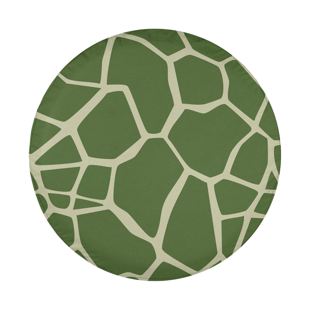 Turtle Trek spare tire cover flat artwork showing a large green turtle shell pattern with cream scute outlines