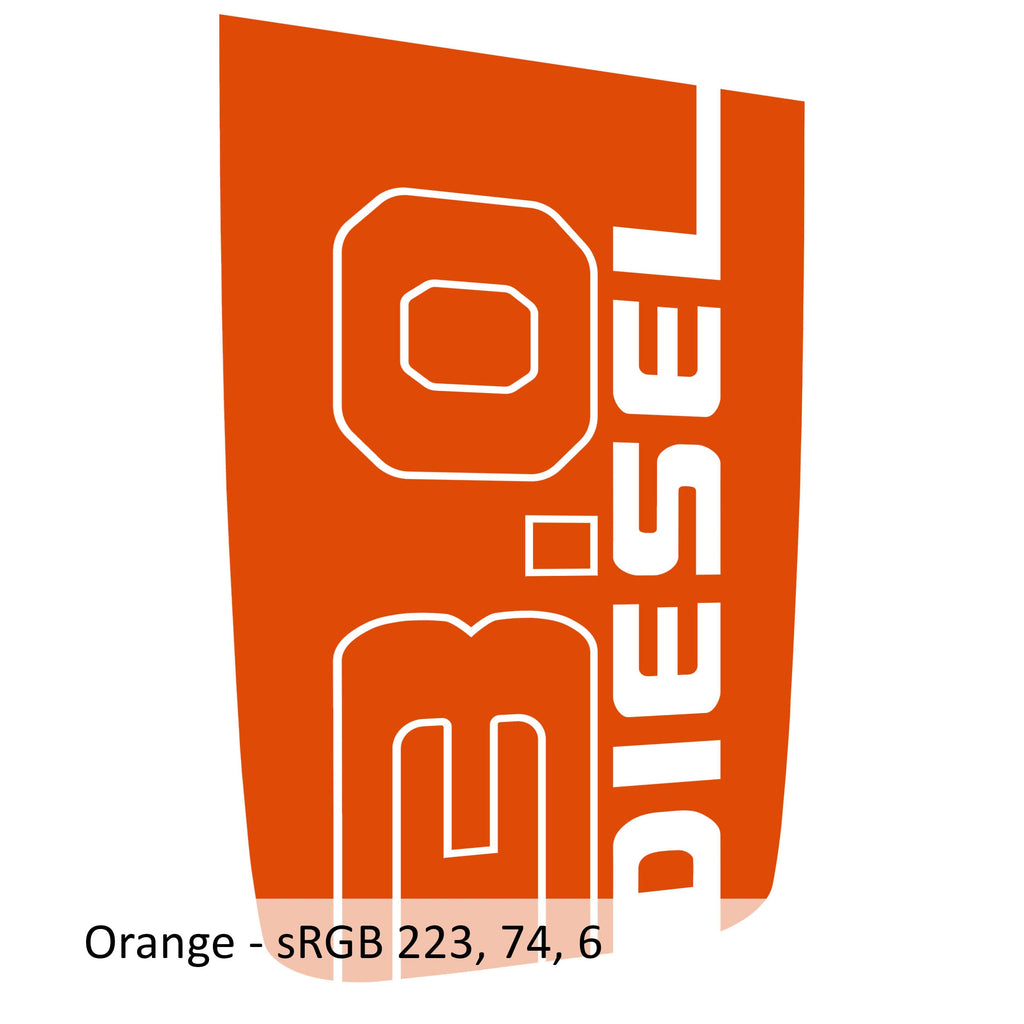 Orange 3.0 Diesel Power Dome center hood decal color swatch for Wrangler JL Rubicon