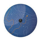 Topographic trails spare tire cover on a black Jeep Wrangler showing the GRAFFIX rear bumper sticker