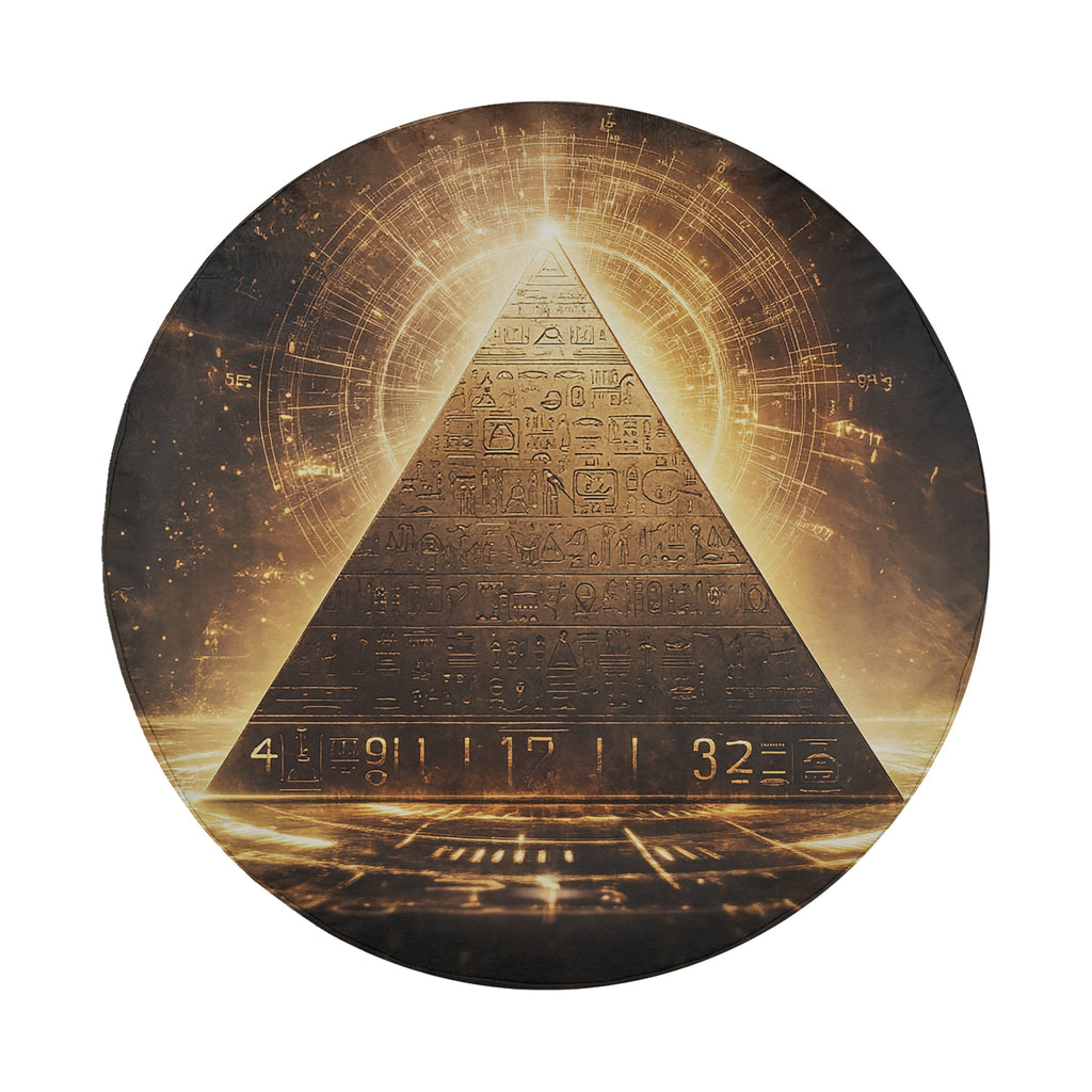 Golden Pyramid of Secrets spare tire cover installed on rear of Jeep vehicle