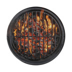 Charcoal grill spare tire cover lifestyle shot installed on SUV outdoors