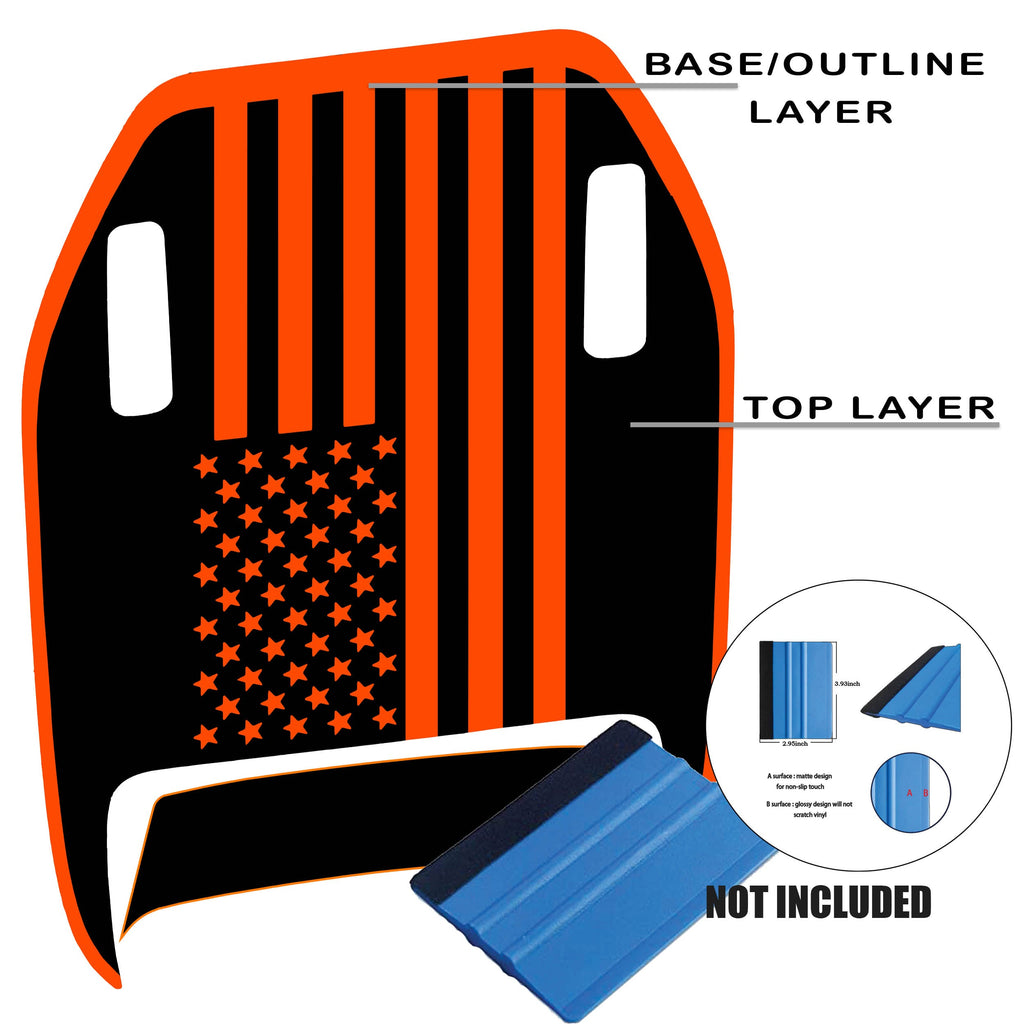 2-Layer American Flag Clawed Foot Hood Vinyl Decal - Fits Wrangler 392 & Gladiator Mojave Models