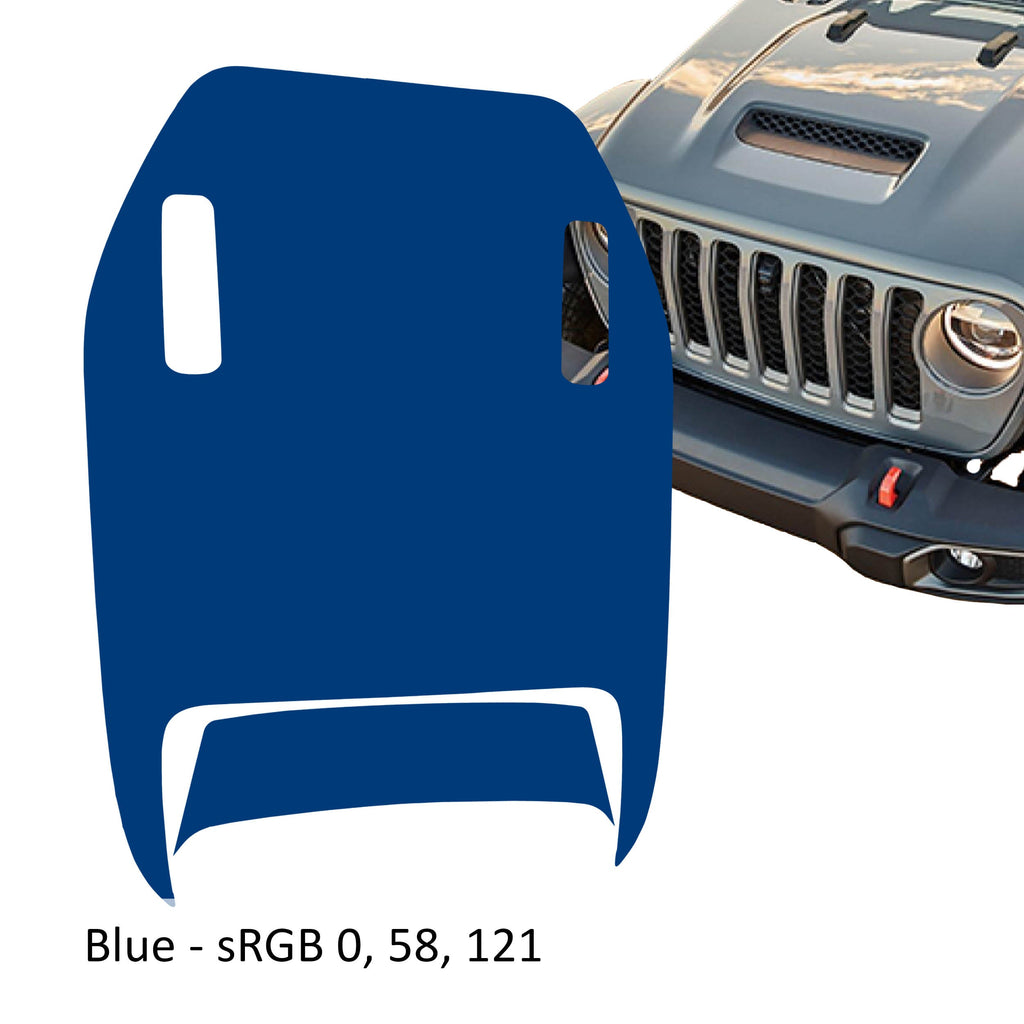 Blue JL JT Mojave 392 clawed foot blackout hood decal shown on transparent transfer sheet preview