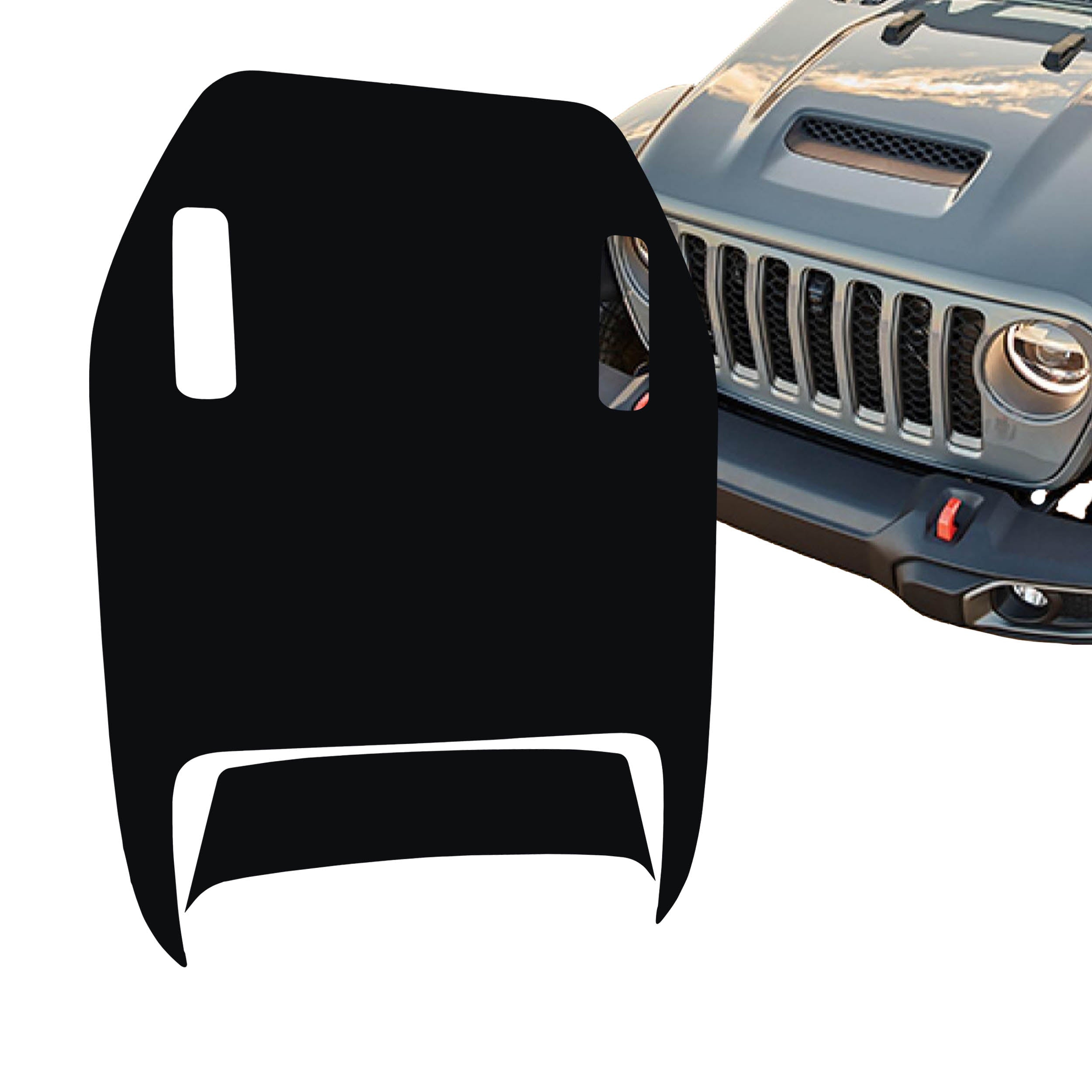 Black JL JT Mojave 392 clawed foot blackout hood decal shown on transparent transfer sheet preview