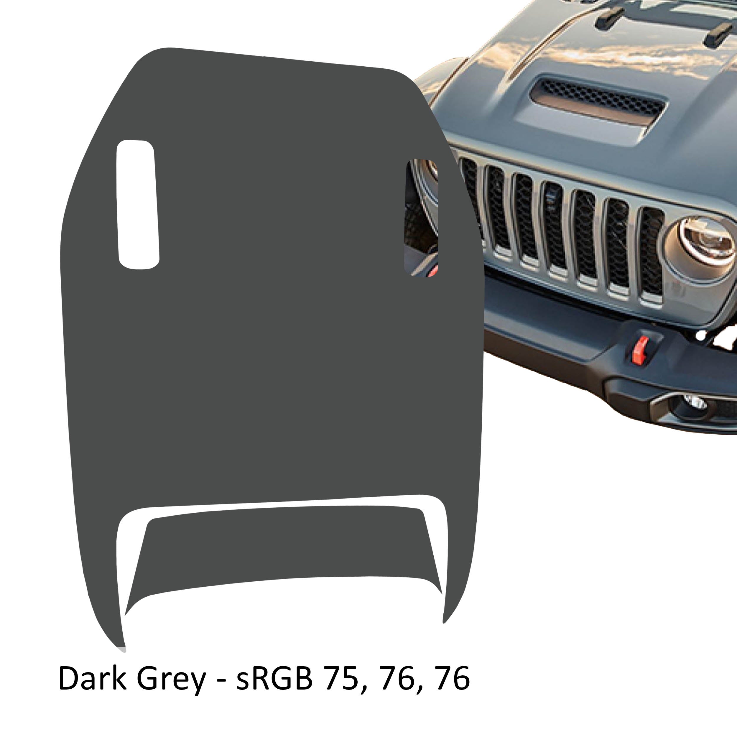 Dark grey JL JT Mojave 392 clawed foot blackout hood decal on transparent transfer sheet preview