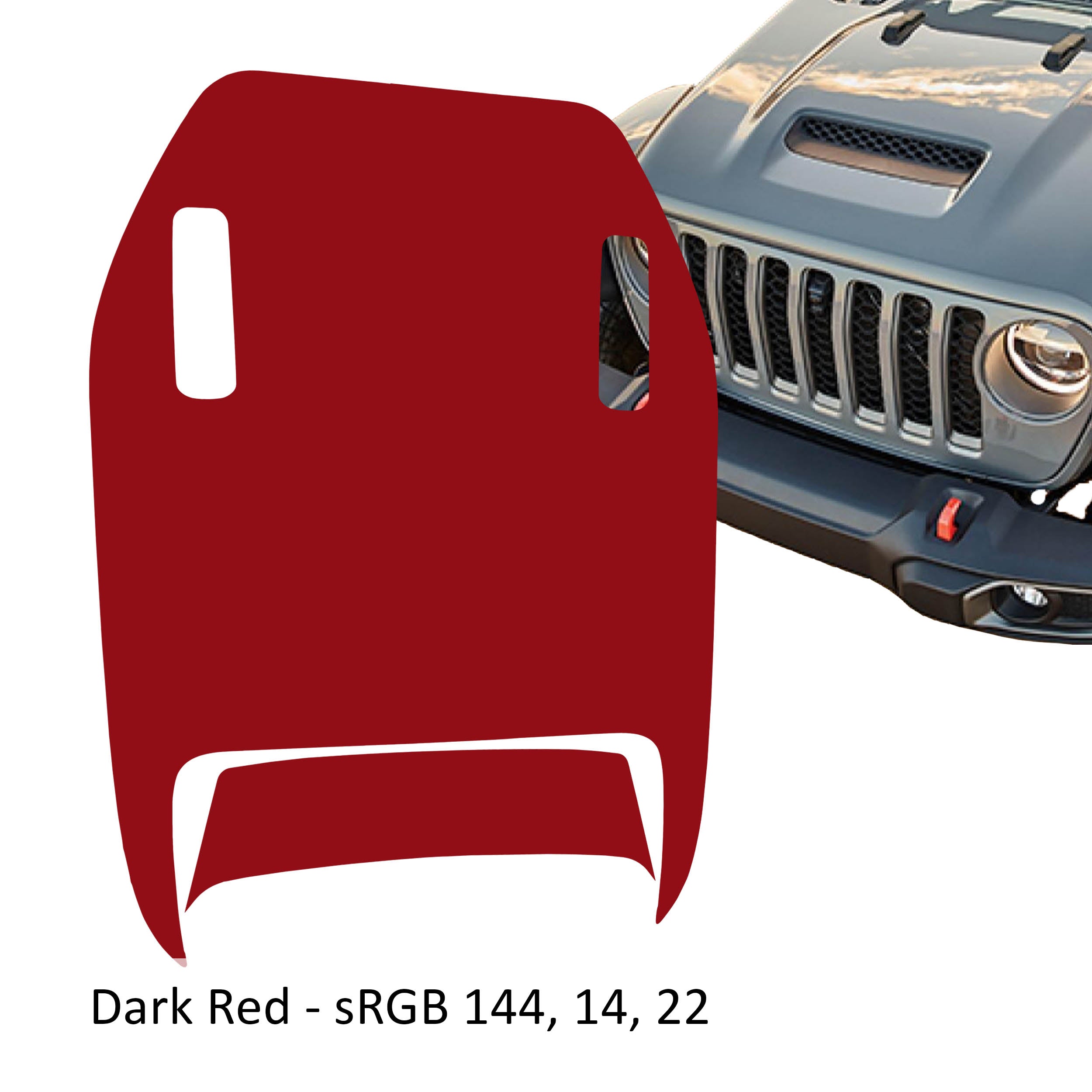 Dark red JL JT Mojave 392 clawed foot blackout hood decal on transparent transfer sheet preview