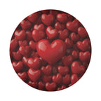 Candy Heart Cover spare tire cover lifestyle scene with cascading red love hearts all-over art