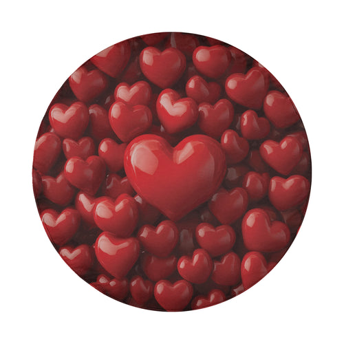 Candy Heart Cover spare tire cover lifestyle scene with cascading red love hearts all-over art