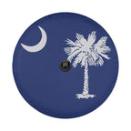 South Carolina palmetto moon spare tire cover on black Jeep Wrangler with Graffix license plate and dual exhaust