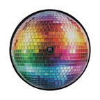 Rainbow Disco Ball design printed spare tire cover with optional backup camera hole by Graffix