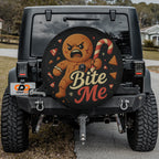 Christmas Bite Me Angry Gingerbread Man Spare Tire Cover