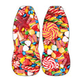 a vibrant assortment of colorful candies and sweets, including lollipops, jelly beans, and other confections, arranged in a visually appealing manner.
