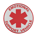 Emotional Support Vehicle spare tire cover flat view of red asterisk emblem with text border ring