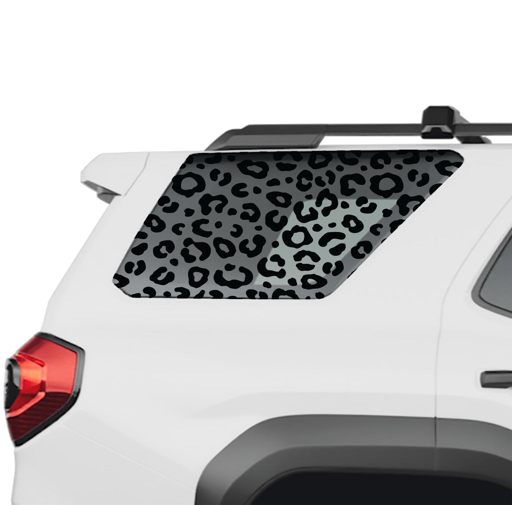Leopard print rear quarter window vinyl decal in black on a 2025 Toyota 4Runner