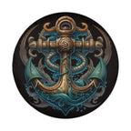 a detailed and intricate anchor design, with various elements such as waves, swirls, and other decorative elements surrounding it.