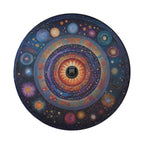 Detailed Galaxy Mandala tire cover with deep blue and purple cosmic geometric circular art